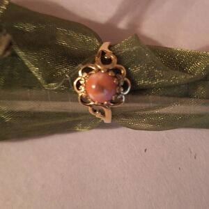 Park Lane Gold Toned Pink Stone Floral Ring Size 6.75 Vintage